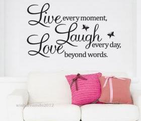 Live Laugh Love Wall Quote Art Decal Butterfly Baby Girl Sticker Nursery Bedroom Wall Decor Murals